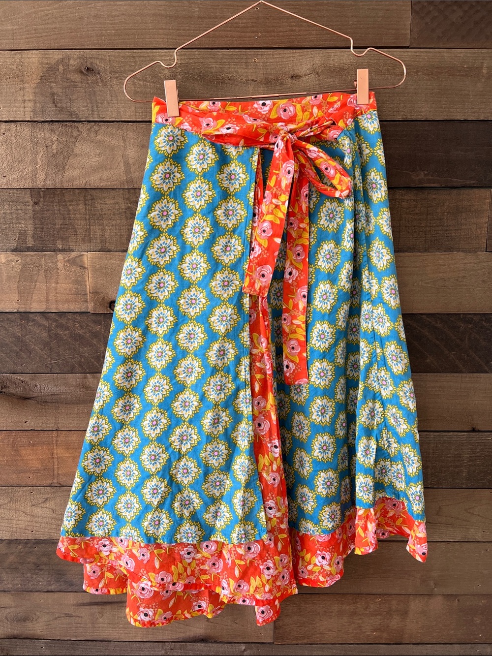 Natural Life Women's Reversible Cotton Maxi Wrap Skirt in Paisley & Floral OS
